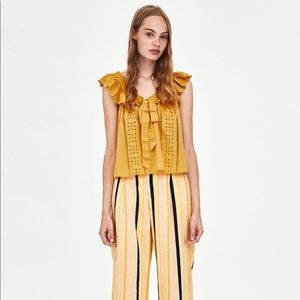 Zara Yellow Boat Neck Top